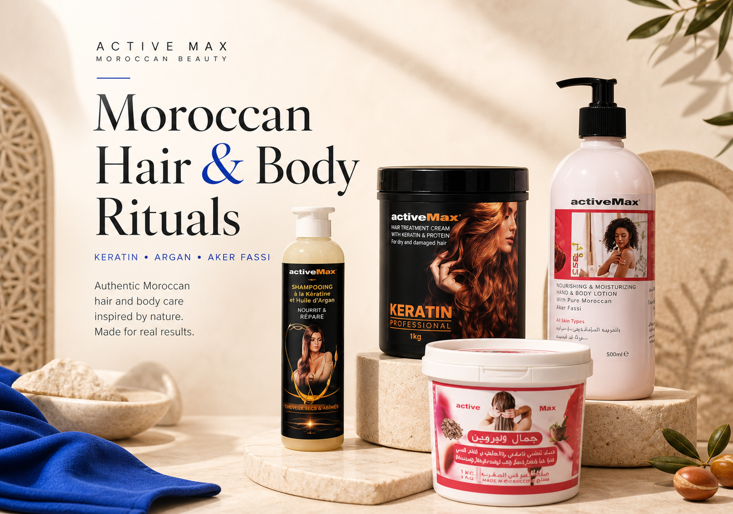 Active Max Moroccan beauty and products poster